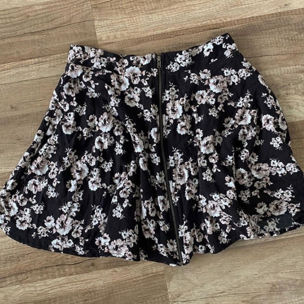 Black Floral Miniskirt